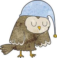 Retro grunge texture cartoon cute owl bird vector
