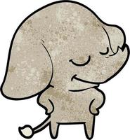 retro grunge texture cartoon smiling elephant vector