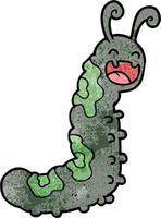 Retro grunge texture cartoon caterpillar vector