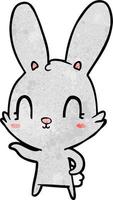 retro grunge texture cartoon cute rabbit vector