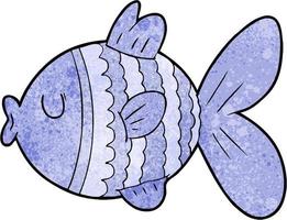 Retro grunge texture cartoon fish vector