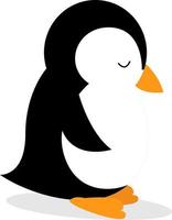Sad penguin, illustration, vector on white background.