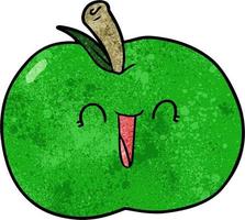 manzana de dibujos animados de textura grunge retro riendo vector