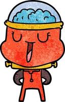 Retro grunge texture cartoon happy robot vector