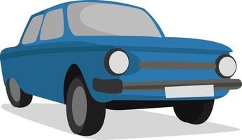 Retro blue car, illustration, vector on white background