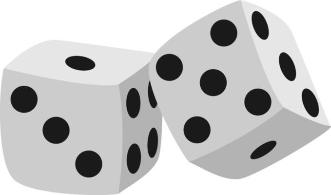 Dice, illustration, vector on white background.