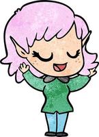 personaje de niña elfa vectorial en estilo de dibujos animados vector