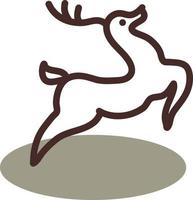 Ciervo marrón saltando, ilustración, vector sobre fondo blanco.