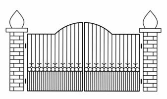 front view fence gate.javanese style fence gate vector