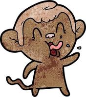 Retro grunge texture cartoon crazy monkey vector