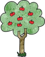 Retro grunge texture cartoon apple tree vector