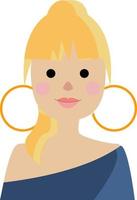 A girl with a tail hair style, vector or color illustration.