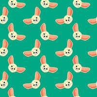 Fennec fox, seamless pattern on green background. vector