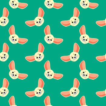 zorro fennec, patrón sin costuras sobre fondo verde. vector