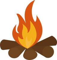 Camp fire, illustration, vector on white background.