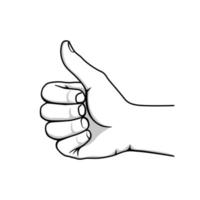 Thumb-up symbol is perfect, very good, excellent. Thumb-up drawing style. vector
