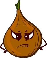 Angry onion, illustration, vector on white background.