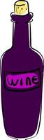 Bottle of wine, illustration, vector on white background.