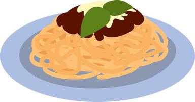 Spaghertti bolognese, illustration, vector on white background.