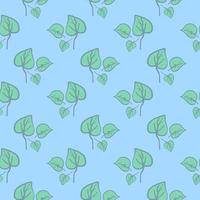 Cute little leaf , seamless pattern on a blue background. vector