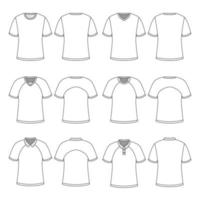 Outline T-Shirt Mock Up with Various Sleeves vector