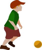 Boy with ball, illustration, vector on white background.