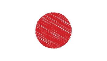 Close up Japan national flag with scribble effect vector illustration