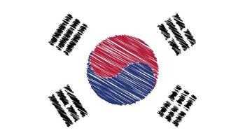 Close up Korea national flag with scribble effect vector illustration