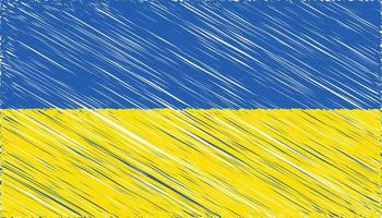 Close up Ukraine national flag with scribble effect vector illustration