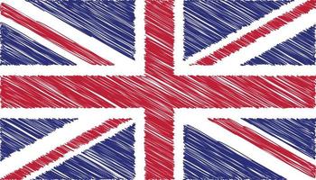Close up United Kingdom national flag with scribble effect vector illustration