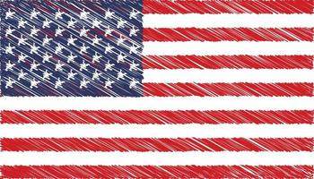 Close up United States national flag with scribble effect vector illustration