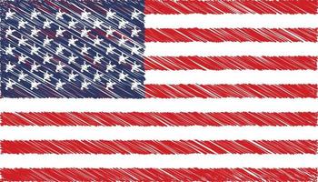 Close up United States national flag with scribble effect vector illustration