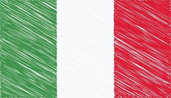 Close up Italy national flag with scribble effect vector illustration