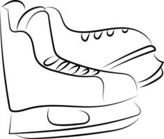 Winter skates drawing, illustration, vector on white background.