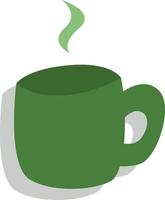 taza de café de periodismo verde, ilustración, vector, sobre un fondo blanco. vector