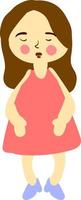 Girl in red dress, illustration, vector on white background.