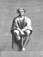 Seated Man, Adamo Scultori, after Michelangelo, 1585, vintage illustration. vector