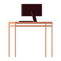 wooden desk in desktop vector