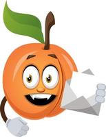 Apricot with envelope, illustration, vector on white background.