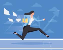 businesswoman running with folder scene vector