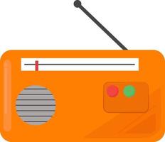 Orange retro radio, illustration, vector on white background.