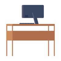 desktop computer in desk vector