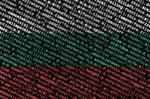 Bulgaria flag is depicted on the screen with the program code. The concept of modern technology and site development photo
