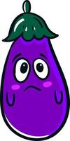 Sad eggplant , illustration, vector on white background