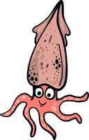 Happy squid, illustration, vector on white background