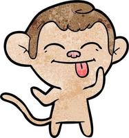 Retro grunge texture cartoon monkey tongue out vector