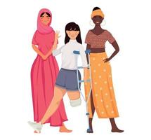 tres personajes femeninos de diversidad vector