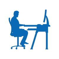 businessman using desktop silhouette vector