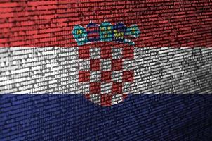 Croatia flag is depicted on the screen with the program code. The concept of modern technology and site development photo