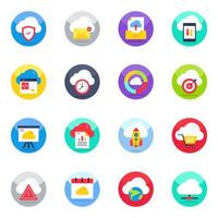 Pack of Cloud Technology Flat Icons vector